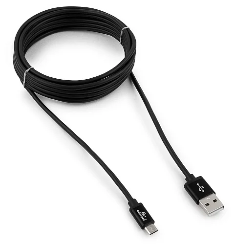 Кабель USB 2.0 Gembird Cablexpert Silver (USB Type A (male) - USB Type micro-B (male), 3.0 м, черный) [ CC-S-mUSB01Bk-3M ]