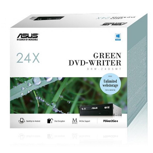 Привод внутренний DVD±RW ASUS DRW-24D5MT (черный, запись - DVD-RAM:5x, DVD+RW:8x, DVD-RW:6x, DVD±R DL:8x, DVD±R:24x, CD-RW:24x, CD-R:48x, чтение - DVD