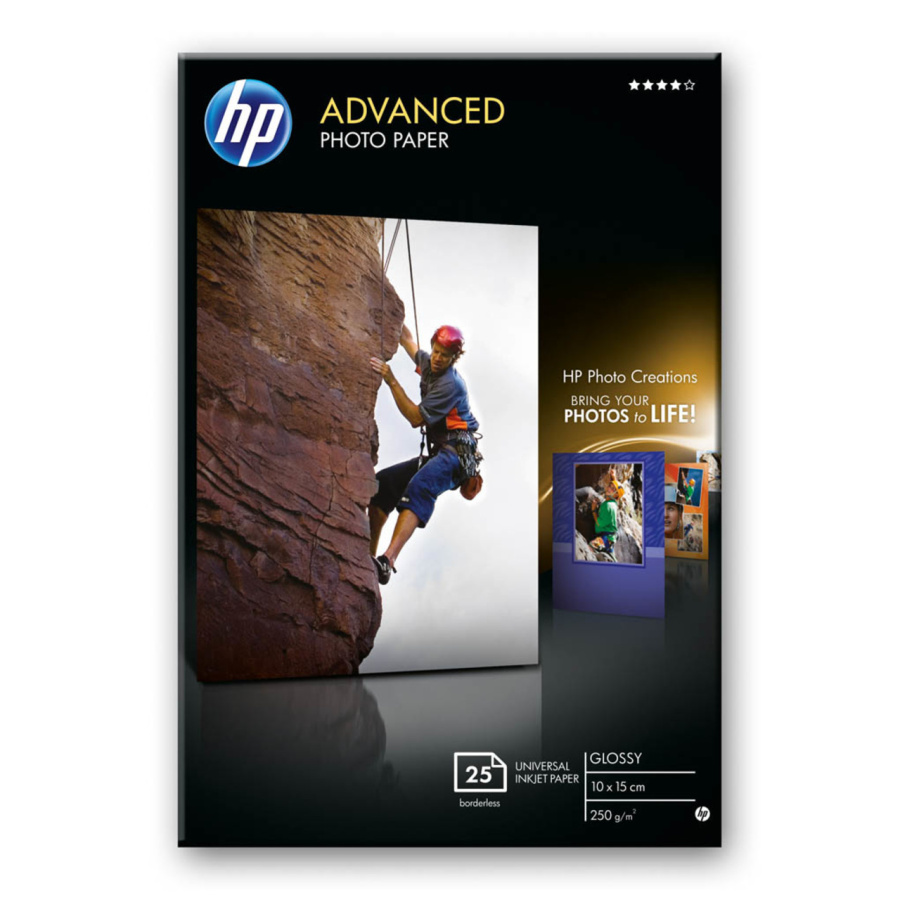 Фотобумага HP для для струйных, глянцевая (10x15 см) 25 л. (250 г/м2, Advanced Photo для печати без полей) [ Q8691A ]