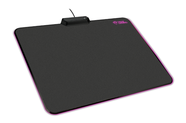 Коврик игровой M Trust GXT 760 Glide RGB Mousepad (ткань, резиновое основание, черный, 355x268x10 мм, 460 г, настраиваемая RGB подсветка контура и лог