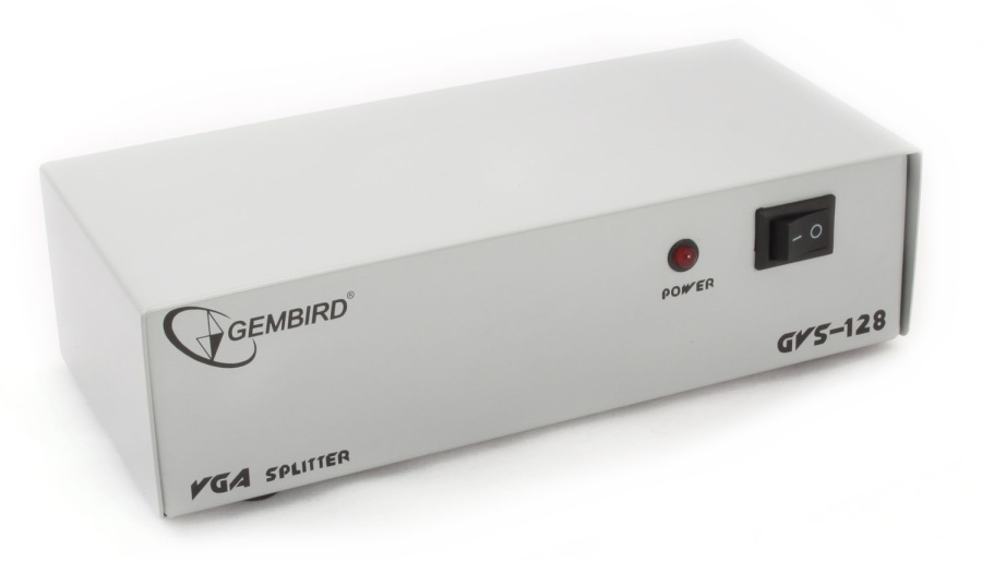 Разветвитель VGA-сигнала Gembird GVS128 (8:1, VGA к 8 мониторам, активный, помехозащищенный, 200MHz)