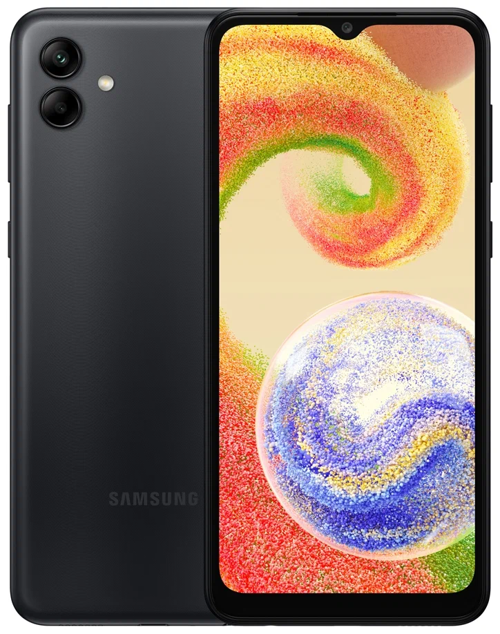 Смартфон Samsung Galaxy A04 SM-A045F (черный, моноблок, 6.5 дюймов) 1600x720 (Flash 64 GB, ОЗУ 4 GB) [ SM-A045FZKGMEB ]