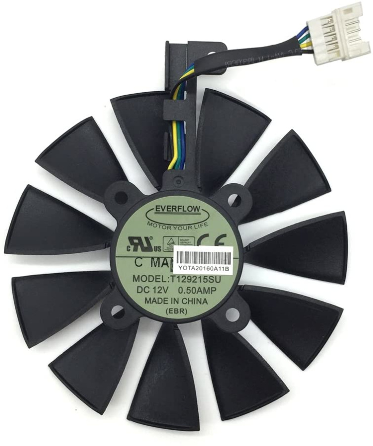 Комплект вентиляторов для видеокарты Gigabyte T129215SU (2 вентилятора 85 мм, 4-pin, для RX470/480/570/580, GTX 960/1050/1060) [ T129215SU ]