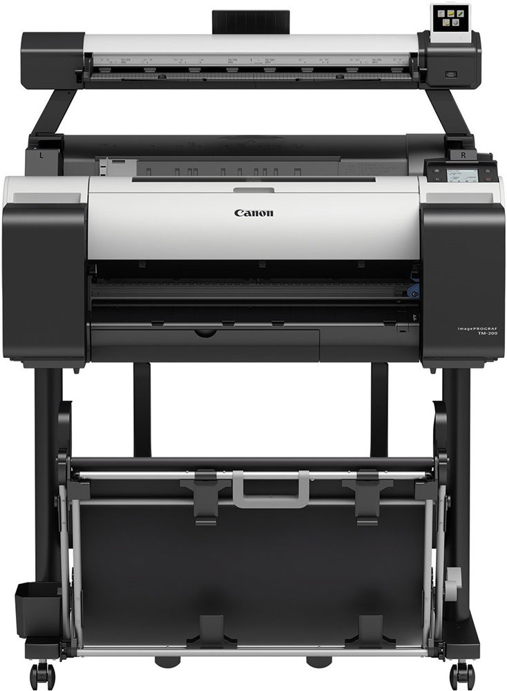 Широкоформатный принтер струйный Canon imagePROGRAF TM-200 (A1+, 24"/610мм, 5 карт, 5 цв, 2400x1200 dpi, USB 2.0, LAN x 10/100, Wi-Fi, черный, 2048 MB