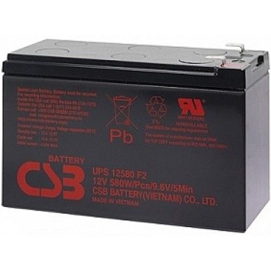 Аккумулятор CSB UPS 12580 (F2, 12V 580 Вт при 5-минутном разряде до Uкон. - 9.60 В/Эл при 25 °С  (GP1272  и  HR1234))