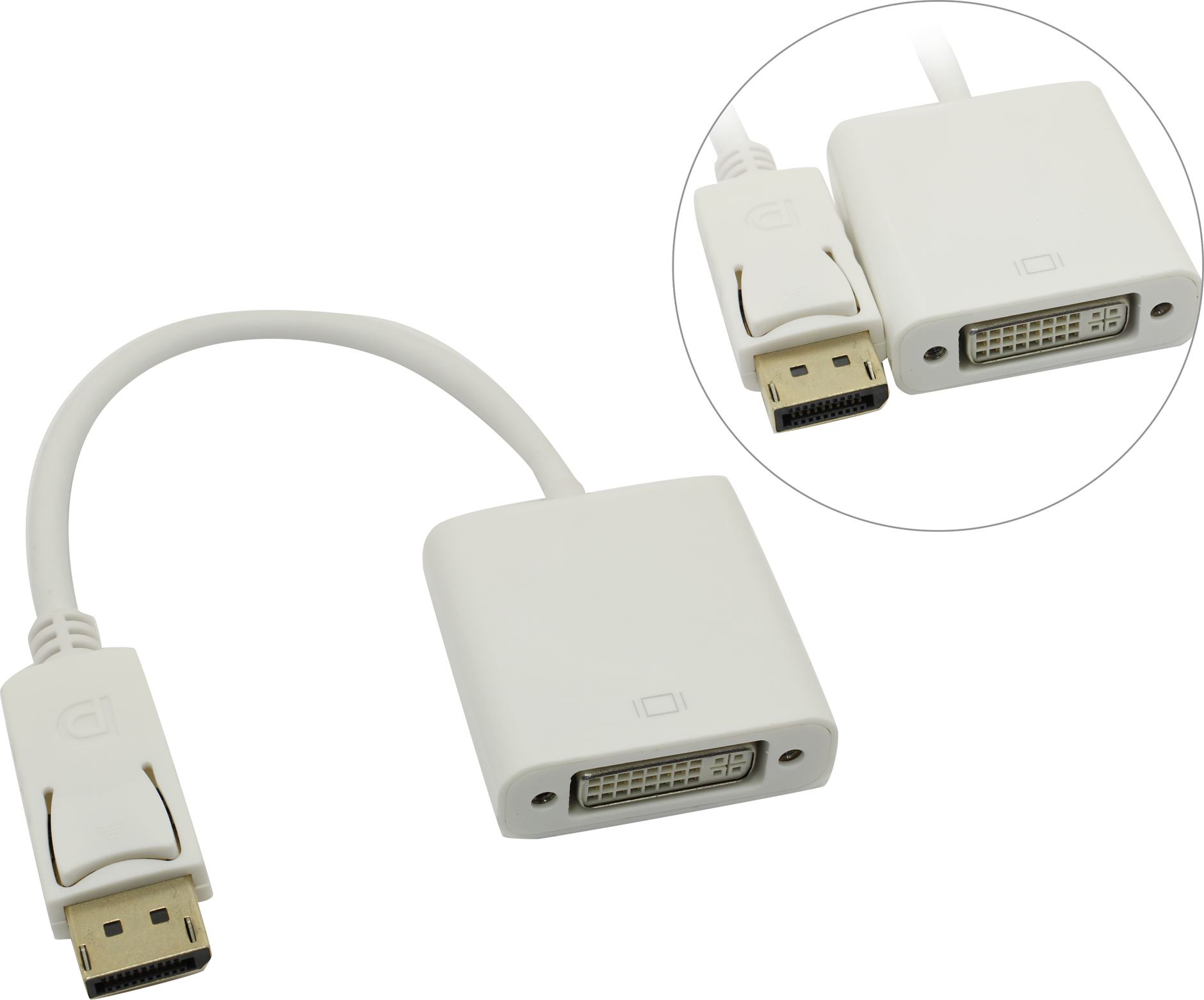 Кабель-переходник DisplayPort-DVI Espada (DP (male) - DVI-I (female), 0.2 м, белый) [ EPortM-DVI F20 White ]