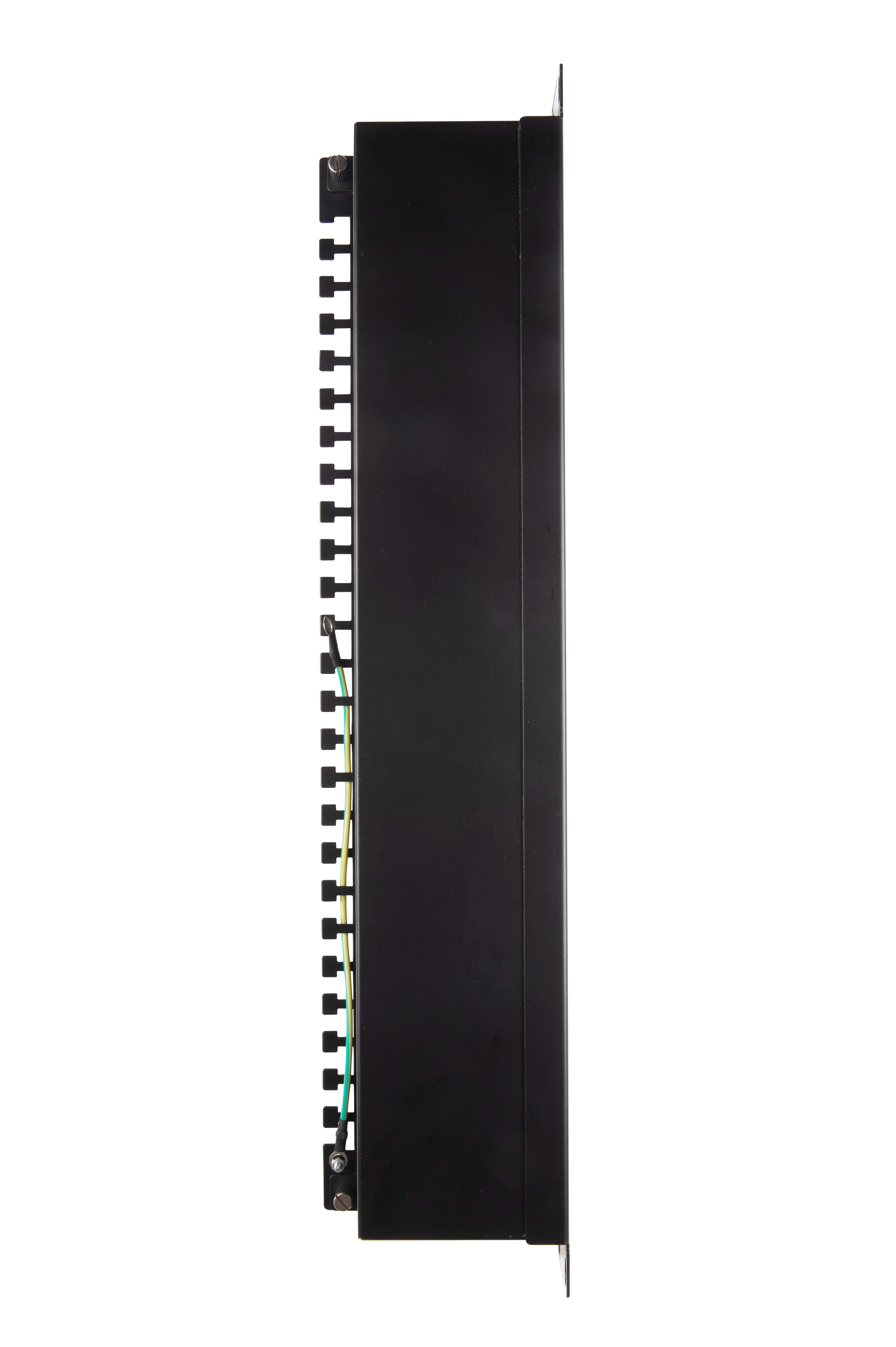 Патч-панель WRline [ WR-PL-24-C5E-SH-D ] 19"(1U), 24 порта RJ-45 полностью экранированная, категория 5e, Dual IDC, цвет черный