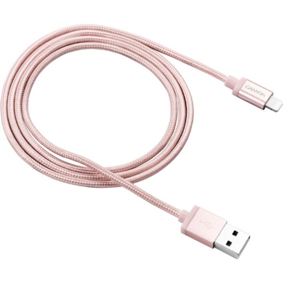 Уцененный товар Кабель USB (M) - Lightning 8 pin Canyon MFI CNS-MFIC3RG (розовое золото, синхронизация и зарядка, 1м, плетеное покрытие) [ RHCNSMFIC3RG ]
