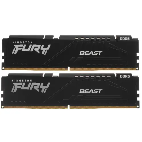 Память DIMM DDR5 32 GB (PC5-44800, 5600 MHz) Kingston FURY Beast Black (2 шт x 16 ГБ, CL 40-40-40, 1.25 В, Single rank x8) KF560C40BBK2-32