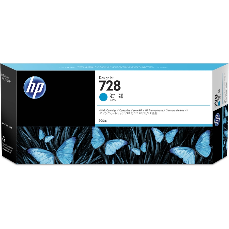 Картридж HP 728 [ F9K17A ] (cyan, 300 ml) для HP DJ T730/T830