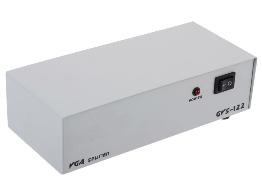 Разветвитель VGA-сигнала Gembird GVS122 (2:1, VGA к 2 мониторам, активный, помехозащищенный, 200MHz)