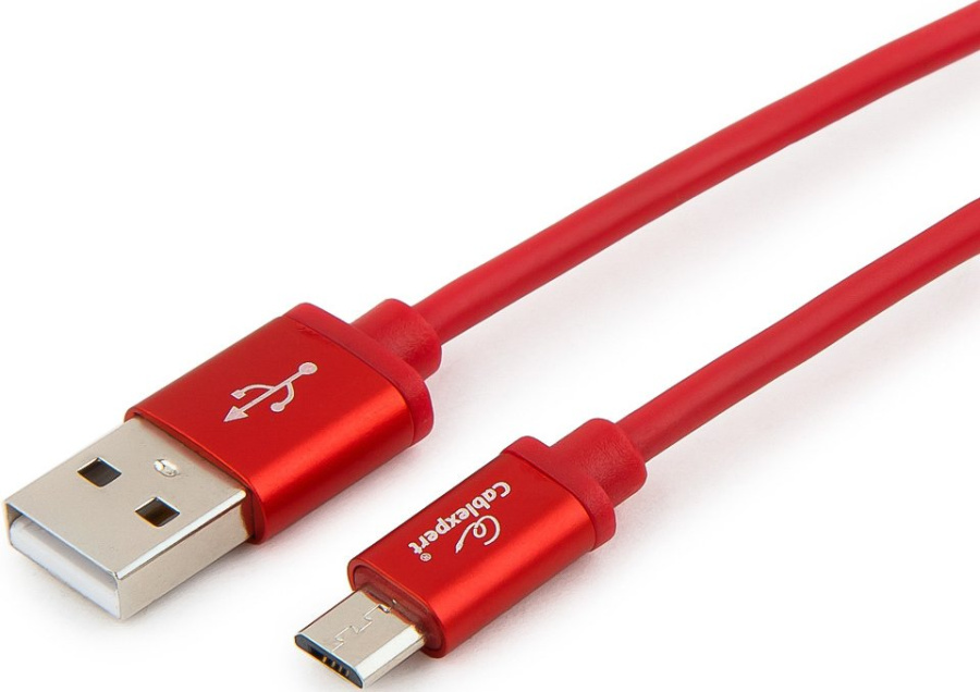 Кабель USB 2.0 Gembird Cablexpert Silver (USB Type A (male) - USB Type micro-B (male), 1.0 м, красный) [ CC-S-mUSB01R-1M ]